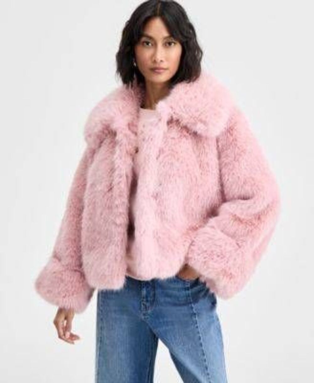 On 34th Pink Faux Fur Coat Large Mob Wife Bimbo Elle Woods Fall Winter Spring